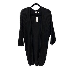 GAP Curved Hem Open Front Cardigan Sweater Size Small True Black Cozy Knit NEW